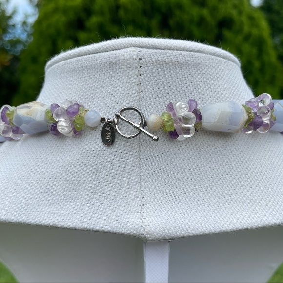 Ross Simons Blue/Purple Agate Quartz Necklace Choker - Picture 6 of 16